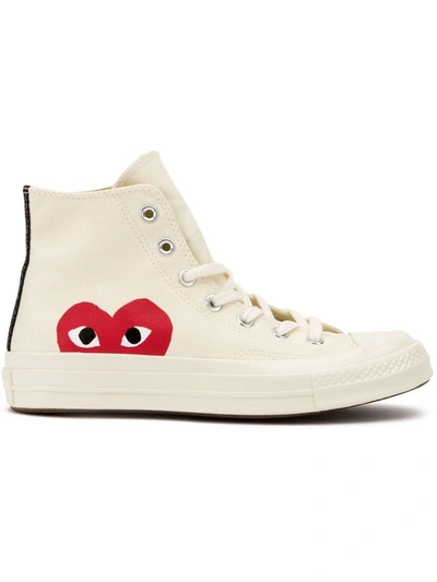Comme Des Garçons Play Comme Des Garcons Play X Converse Graphic Print High Sneakers In Nude & Neutrals