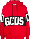 Gcds Band Logo Print Pullover Hoodie In Red