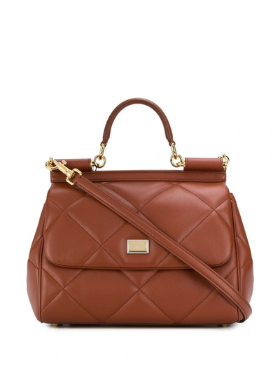 Dolce & Gabbana Quilted Tote Bag In Brown