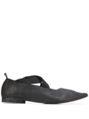 Uma Wang Crossover-straps Pointed Ballerina Shoes In Black