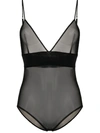 Gcds Sheer Stretch-fit Bodysuit In Black