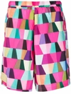 Formy Studio Geometric-print Track Shorts In Pink & Purple