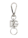 Dolce & Gabbana Silver Logo-plaque Silver-tone Keyring In Metallic