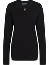 Dolce & Gabbana Viscose Sweater With Crystal Dg Embellishment In Black
