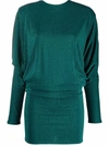 Alexandre Vauthier Wide-shoulder Knitted Dress In Green