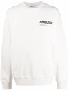 Ambush Fleeced Cotton Workshop Crew-neck Sweatshirt In White