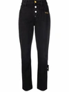 Off-white Slogan-print Straight High-rise Jeans In Black