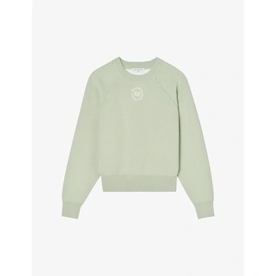 Sandro Antigua Logo-embroidered Woven Sweater In Verts