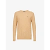 Polo Ralph Lauren Cable-knit Logo-embroidered Wool And Cashmere-blend Jumper In Camel Melange