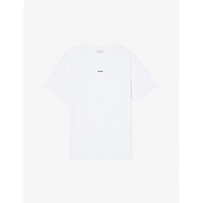 Sandro Logo-embroidered Crewneck Cotton-jersey T-shirt In White