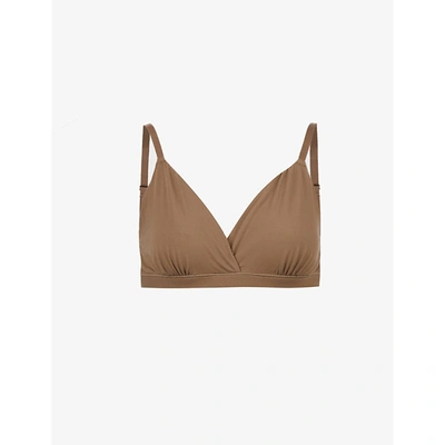 Skims Fits Everybody Triangle Stretch-woven Bra In Oxide