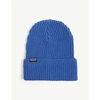 Patagonia Mens Alpine Blue Fisherman's Rolled Logo-patch Knit Beanie Hat