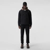 Burberry Samuel Sweatshirt With Check Hood In Black/birch Brown