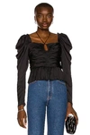 Ulla Johnson Mirelle Ruffled Ruched Satin Halterneck Blouse In Noir