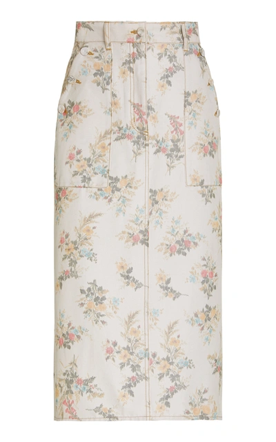 Erdem Artie Floral-print Cotton-blend Drill Midi Skirt