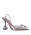 Amina Muaddi Begum 90mm 'glass' Slingback Pumps In Light Grey