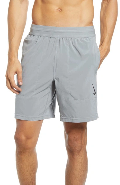 Nike Dri-fit Flex Pocket Yoga Shorts In Iron Grey/ Grey/ Black