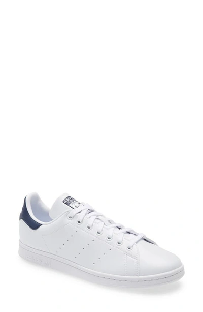 Adidas Originals Stan Smith Low Top Trainer In White/ White/ Collegiate Navy