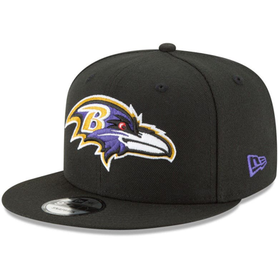 New Era Black Baltimore Ravens Basic 9fifty Adjustable Snapback Hat In Black/purple