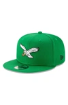 New Era Men's Kelly Green Philadelphia Eagles Throwback 9fifty Adjustable Snapback Hat In Kelly Green