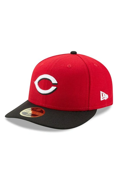 New Era Men's Red/navy Cincinnati Reds Road Authentic Collection On-field Low Profile 59fifty Fitted Hat In Red,black