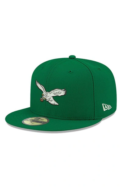 New Era Men's Kelly Green Philadelphia Eagles Omaha Throwback Low Profile 59fifty Fitted Hat In Green/white