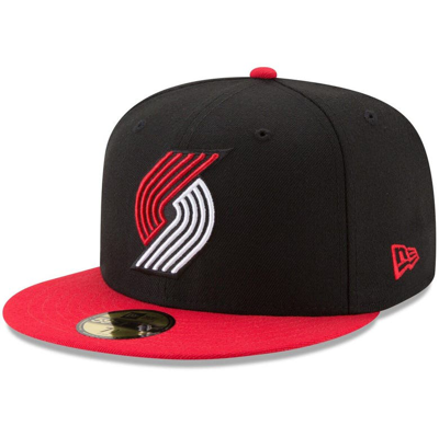 New Era Portland Trail Blazers Basic 2 Tone 59fifty Fitted Cap In Black,red
