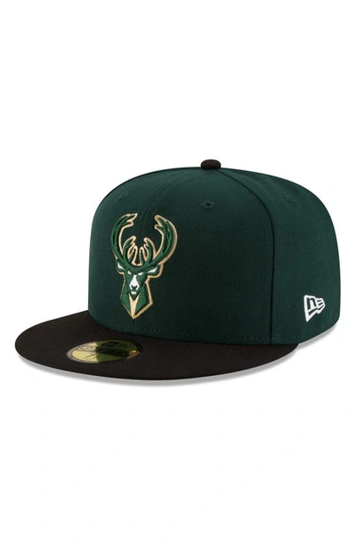 New Era Green/black Milwaukee Bucks Official Team Color 2tone 59fifty Fitted Hat
