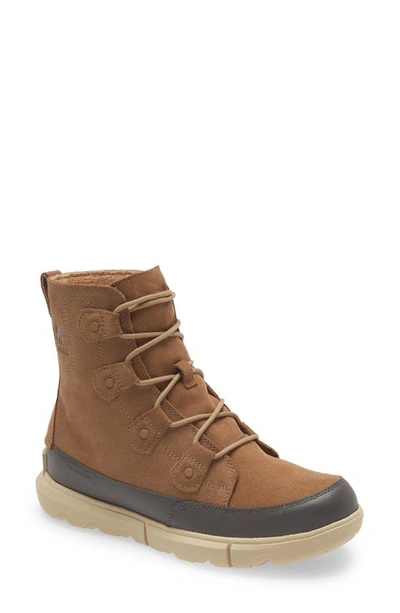 Sorel Explorer Rubber-trimmed Suede Boots In Wood/ Tawny Buff
