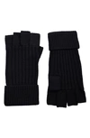 Allsaints Rib Mix Merino Wool Fingerless Gloves In Black