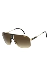 Carrera Eyewear Carrera 65mm Rectangular Sunglasses In Black Gold / Brown Gradient