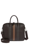 Ted Baker Nevver Stripe Faux Leather Document Bag In Chocolate