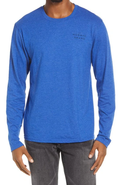 The Normal Brand Bear Long Sleeve Graphic Tee In Blue