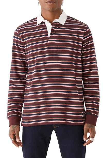 Frank + Oak Stripe Rugby Polo In Decadent Chocolate