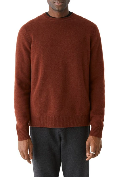 Frank + Oak Crewneck Wool Blend Sweater In Dark Mahogany