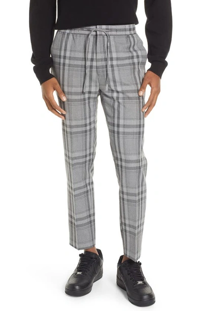 Topman Skinny Check Joggers With Zip Detail On Cuffs In Neutral