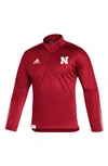 Adidas Originals Adidas Scarlet Nebraska Huskers 2021 Sideline Primeblue Quarter-zip Jacket