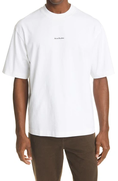 Acne Studios Extorr Stamp Logo Organic Cotton T-shirt In Optic White