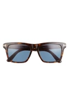 Tom Ford Buckley Ft0906 52v Wayfarer Sunglasses In Havana/ Blue