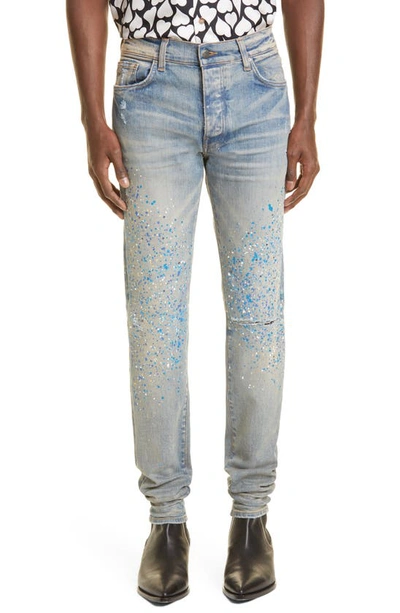 Amiri Crystal Painter Ripped Skinny Jeans In Clay Indigo