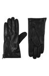 Allsaints Zip Leather Gloves In Black