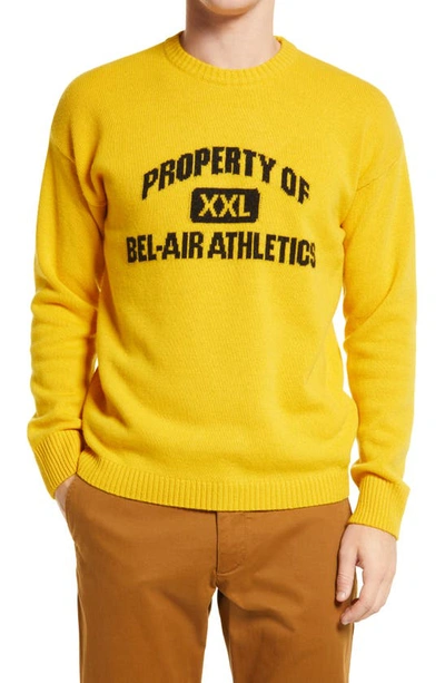 Bel-air Athletics Mens Lion Graphic-knit Wool-blend Jumper S In Gelb