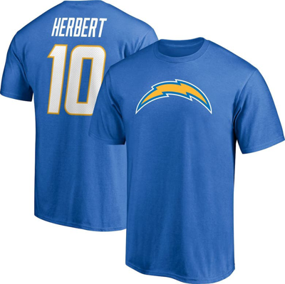Fanatics Branded Justin Herbert Powder Blue Los Angeles Chargers Player Icon Name & Number T-shirt