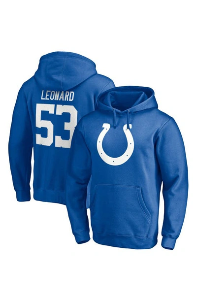 Fanatics Men's Darius Leonard Royal Indianapolis Colts Player Icon Name And Number Pullover Hoodie