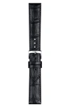 Tissot 20mm Croc Embossed Leather Watchband In Black