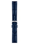 Tissot 20mm Croc Embossed Leather Watchband In Blue