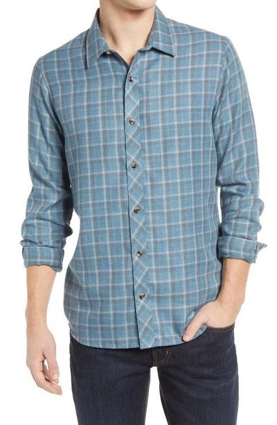 Travismathew Tried And True Flannel Button-up Shirt In Heather Blue Nights