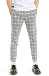 Topman Skinny Prince Of Wales Check Pants With Elastic Waist Band In Black And White