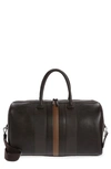 Ted Baker Everyday Stripe Faux Leather Holdall Bag In Chocolate