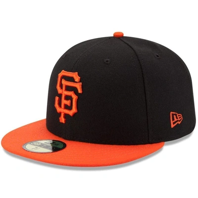 New Era San Francisco Giants Authentic Collection 59fifty Fitted Cap In Black,orange